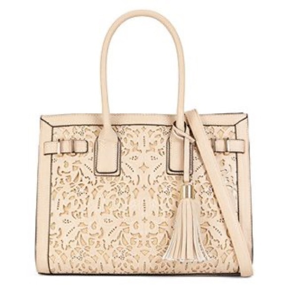 Aldo Cream Tote Bag with Tassel - Picture 1 of 7